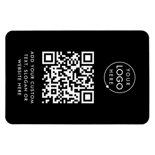 Magnet Flexible Code QR | Black Business Logo Professional Modern (Horizontal)