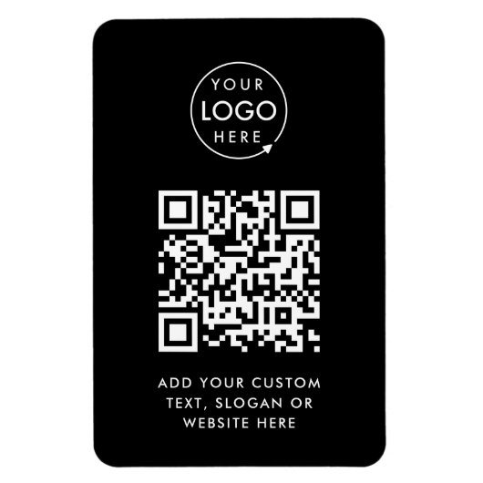 Magnet Flexible Code QR | Black Business Logo Professional Modern (Vertical)