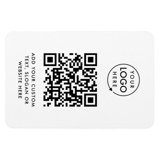 Magnet Flexible Code QR | Business Logo Professionnel Simple Blanc (Horizontal)