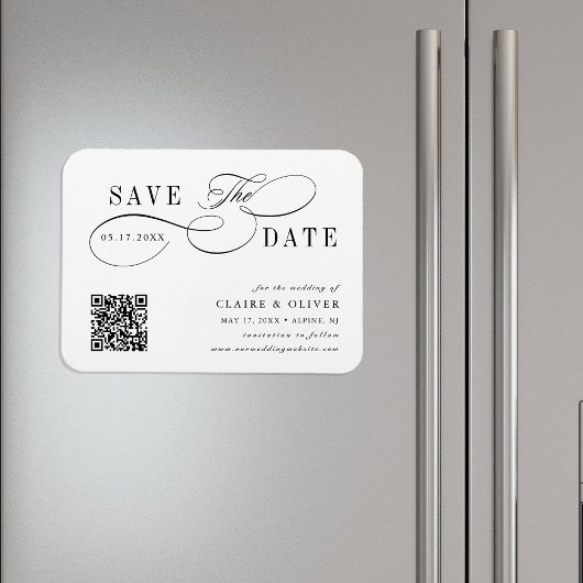 Magnet Flexible Code QR calligraphié tourbillonnant romantique pou