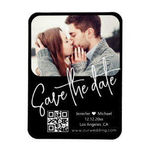 Magnet Flexible code qr moderne chic mariage photo save the date 