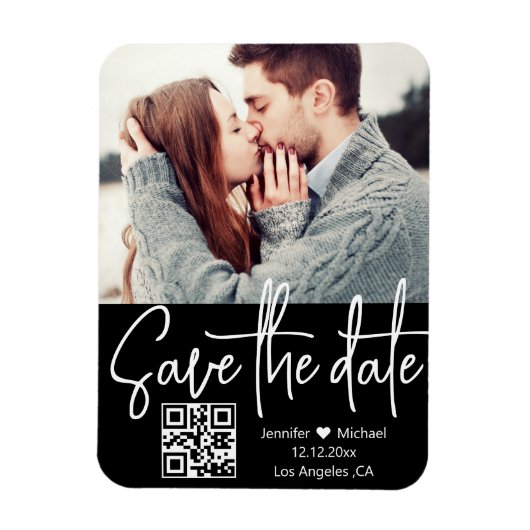 Magnet Flexible code qr noir blanc photo mariage enregistrer la da (Vertical)