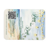 Magnet Flexible Code QR Plage Tropicale Enregistrer la Date de Des (Horizontal)