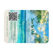 Magnet Flexible Code QR Plage Tropicale Enregistrer la Date de Des (Horizontal)