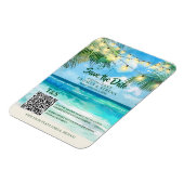 Magnet Flexible Code QR Plage Tropicale Enregistrer la Date de Des (Côté Gauche)