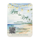 Magnet Flexible Code QR Plage Tropicale Enregistrez la Date de Des (Vertical)