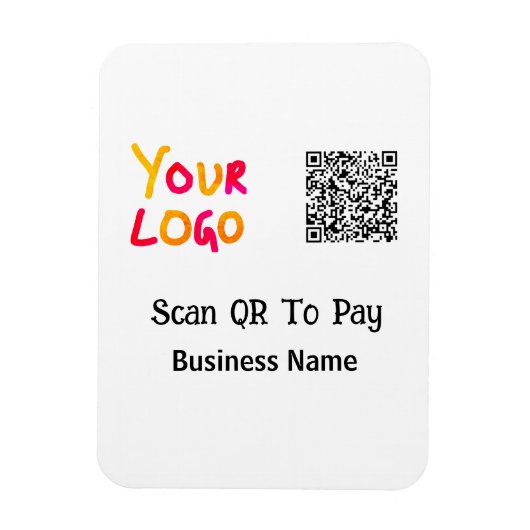 Magnet Flexible Code QR simple et minimal pour payer le nom de l'e (Vertical)