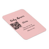 Magnet Flexible Code QR simple pour baby shower avec nom et texte (Côté Droit)