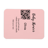 Magnet Flexible Code QR simple pour baby shower avec nom et texte (Horizontal)