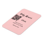 Magnet Flexible Code QR simple pour baby shower avec nom et texte (Côté Gauche)