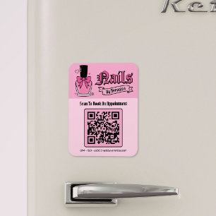 Magnet Flexible Code QR Technicien Ongles Gothique Rose Aimant Fri