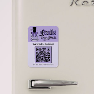 Magnet Flexible Code QR Technicien Ongles Gothique Violet Frigo