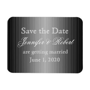 Magnet Flexible Coeur à rayures noir et blanc Enregistrer la date