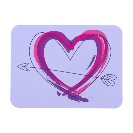 Magnet Flexible Coeur Abstrait en violet et rose (Horizontal)