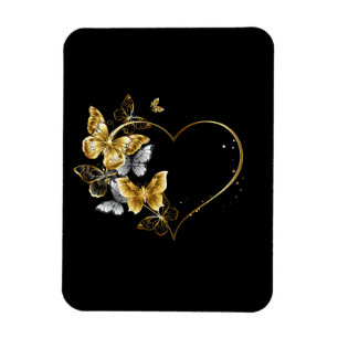 Magnet Flexible Coeur aux papillons d'or