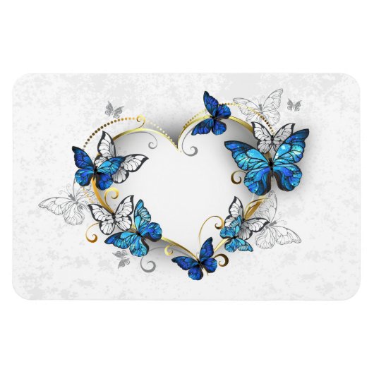 Magnet Flexible Coeur bijoux avec papillons Morpho (Horizontal)