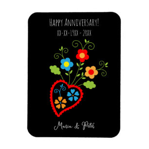 Magnet Flexible Coeur de floraison folklorique portugais