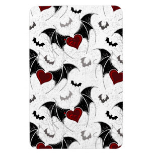 Magnet Flexible Cœur d'Halloween avec ailes de chauve-souris noire