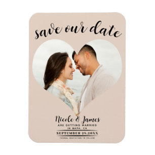 Magnet Flexible Cœur en Bisque d'Amande Photo Mariage Épargnez la