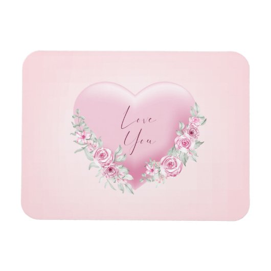 Magnet Flexible Cœur rose de la Saint-Valentin (Horizontal)