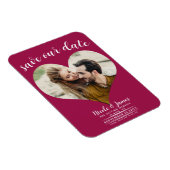 Magnet Flexible Cœur Rose Framboise Photo Enregistrement de Mariag (Côté Droit)