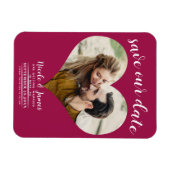 Magnet Flexible Cœur Rose Framboise Photo Enregistrement de Mariag (Horizontal)