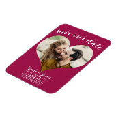 Magnet Flexible Cœur Rose Framboise Photo Enregistrement de Mariag (Côté Gauche)