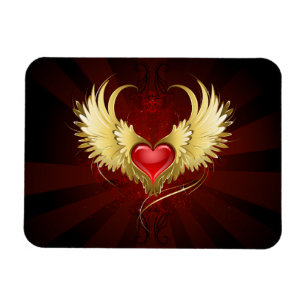 Magnet Flexible Coeur rouge avec ailes d'or