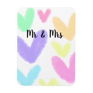 Magnet Flexible Cœur simple style de texte minimal mariage M & Mme
