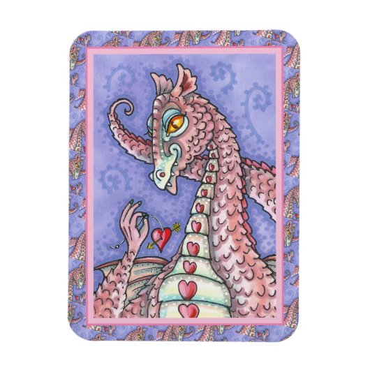 MAGNET FLEXIBLE COEUR SUR UNE CHAÎNE DRAGON ROSE VALENTINE, IMAGIN (Vertical)