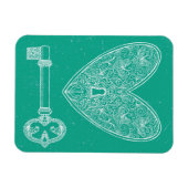 Magnet Flexible Coeur verrouillé et clé sur Arrière - plan vert ém (Horizontal)