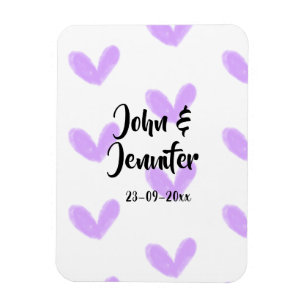Magnet Flexible coeur violet aquarelle valentine couple nom da