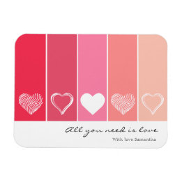 Magnet Flexible Coeurs blancs modernes rayures rouges et roses Val