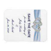 Magnet Flexible Coeurs Bleus De Glace Personnalisés Enregistrer L' (Horizontal)