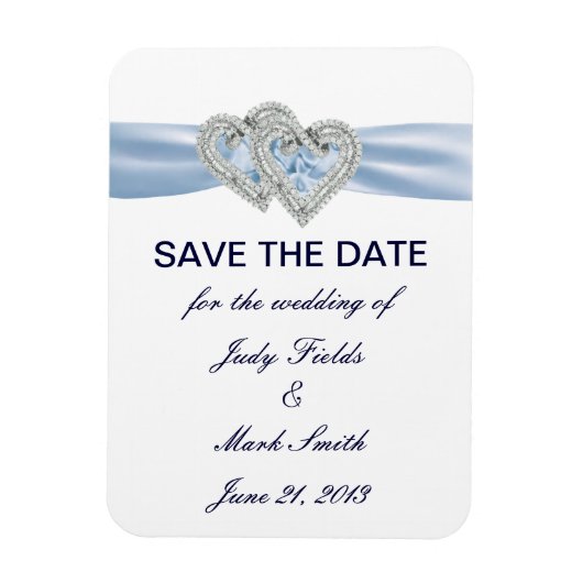 Magnet Flexible Coeurs Bleus De Glace Personnalisés Enregistrer L' (Vertical)