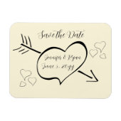 Magnet Flexible Coeurs Calligraphie Crème Subtile Enregistrer La D (Horizontal)