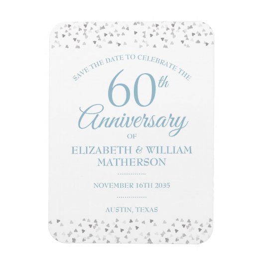 Magnet Flexible Cœurs d'amour pour la date d'anniversaire des 60 a (Vertical)