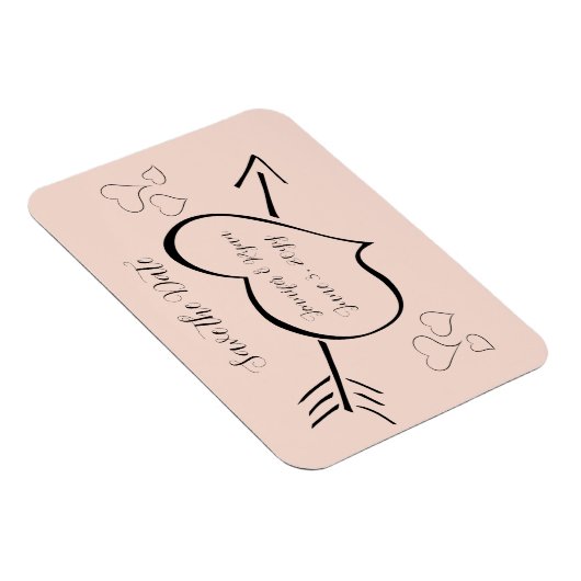 Magnet Flexible Coeurs de calligraphie rose vif Enregistrer la dat (Côté Droit)