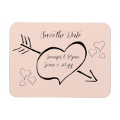 Magnet Flexible Coeurs de calligraphie rose vif Enregistrer la dat (Horizontal)
