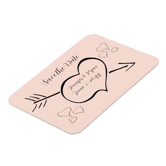 Magnet Flexible Coeurs de calligraphie rose vif Enregistrer la dat (Côté Gauche)