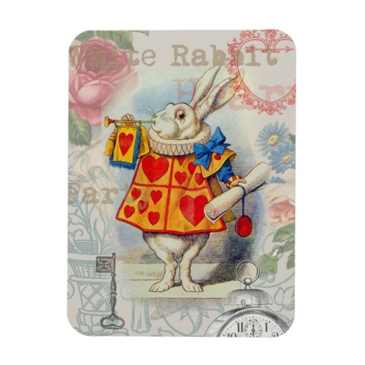 Magnet Flexible Coeurs de lapin blanc Alice Classic (Vertical)