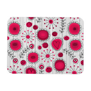 Magnet Flexible Coeurs et fleurs blancs et rouges blancs
