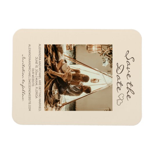 Magnet Flexible Coeurs Mariages boho rustiques (Horizontal)