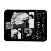 Magnet Flexible Coeurs modernes Noir & Blanc Chic Enregistrer la d (Horizontal)