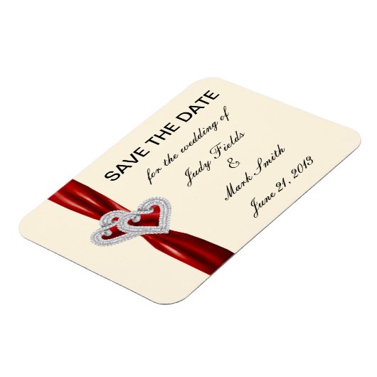 Magnet Flexible Coeurs Personnalisés Ruban Rouge Enregistrer Le Ma (Côté Gauche)