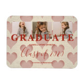Magnet Flexible Coeurs Pré-K Graduation 3 Photos Textile Texture (Horizontal)