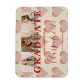 Magnet Flexible Coeurs Pré-K Graduation 3 Photos Textile Texture (Vertical)