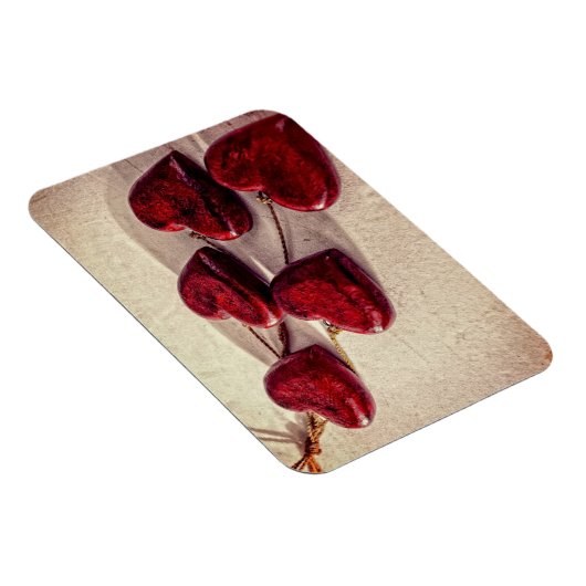 Magnet Flexible Coeurs rouges en bois liés ensemble sur une chaîne (Côté Droit)