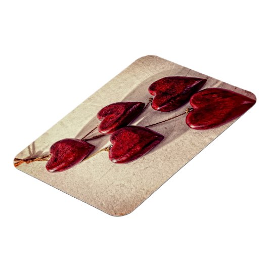 Magnet Flexible Coeurs rouges en bois liés ensemble sur une chaîne (Côté Gauche)