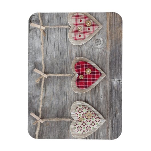 Magnet Flexible Coeurs sur une table en bois (Vertical)